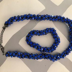 Blue glass Necklace and bracelet